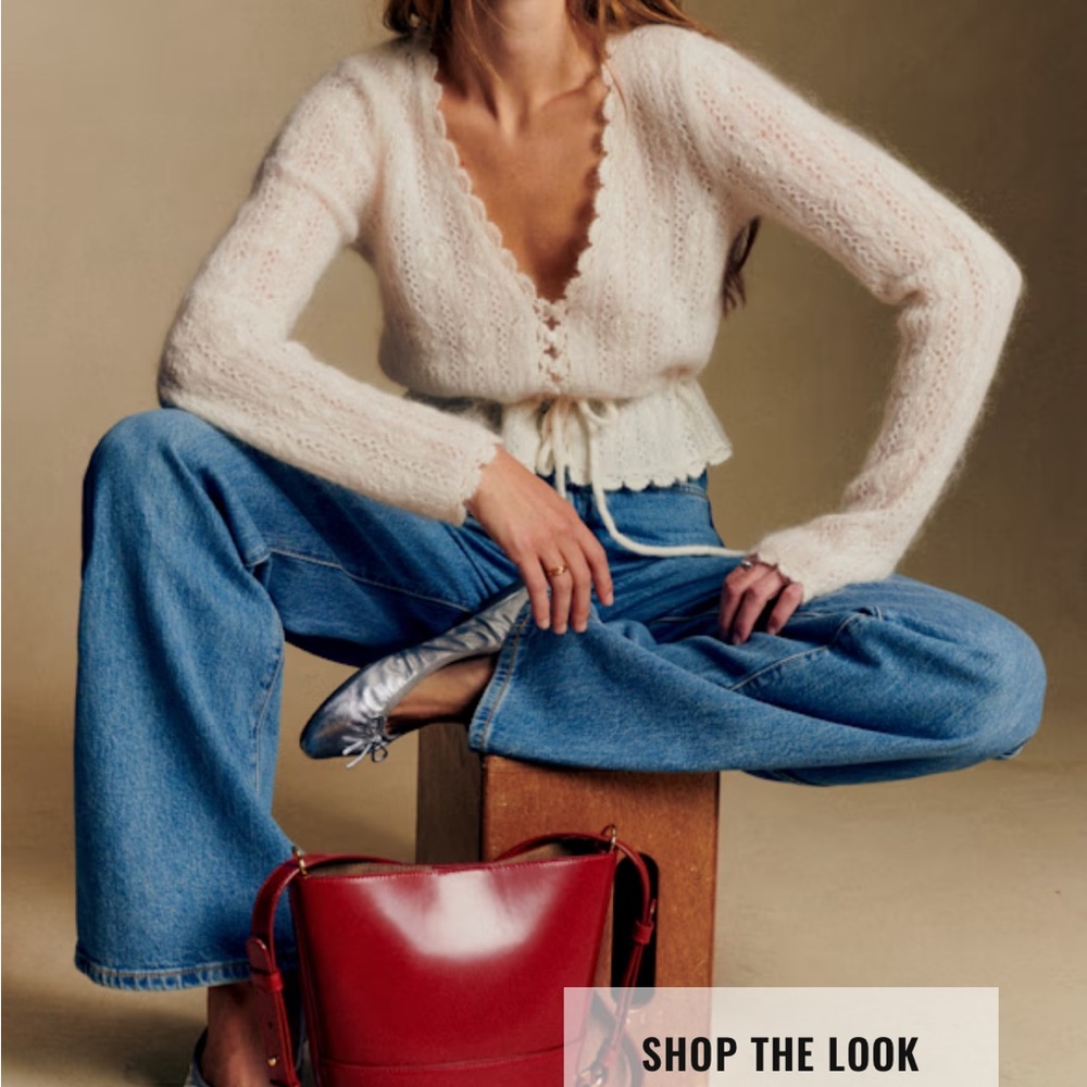 Sezane Cream Cardigan Sweater